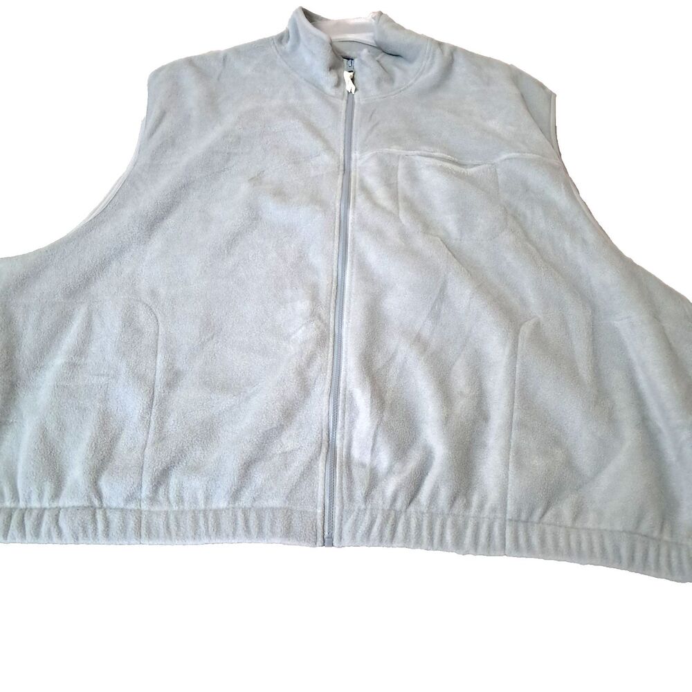 Old Navy Fleece Vest Woman's 4x Blue Gray Full Zip Pockets Elastic Waist New